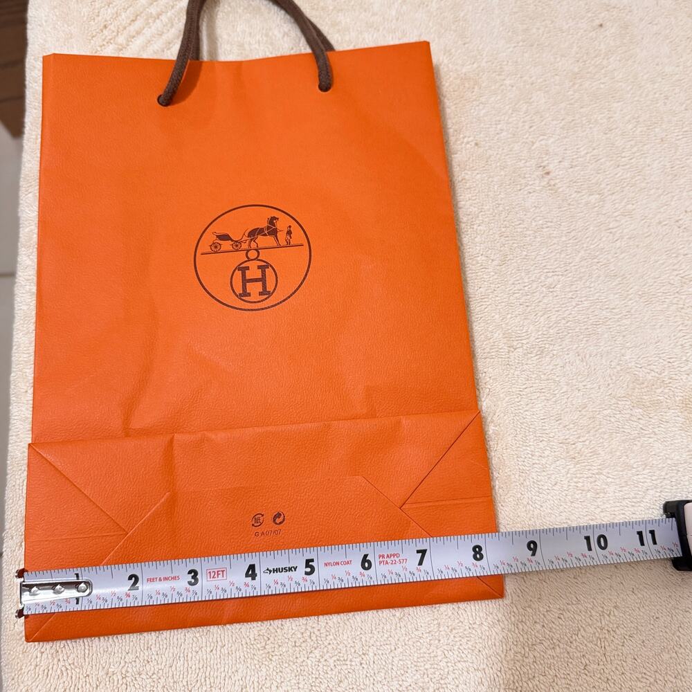 Hermès Orange Boutique Shopping Gift Bag Brown Rope Handles 11" x 8" x 3" - Picture 7 of 8